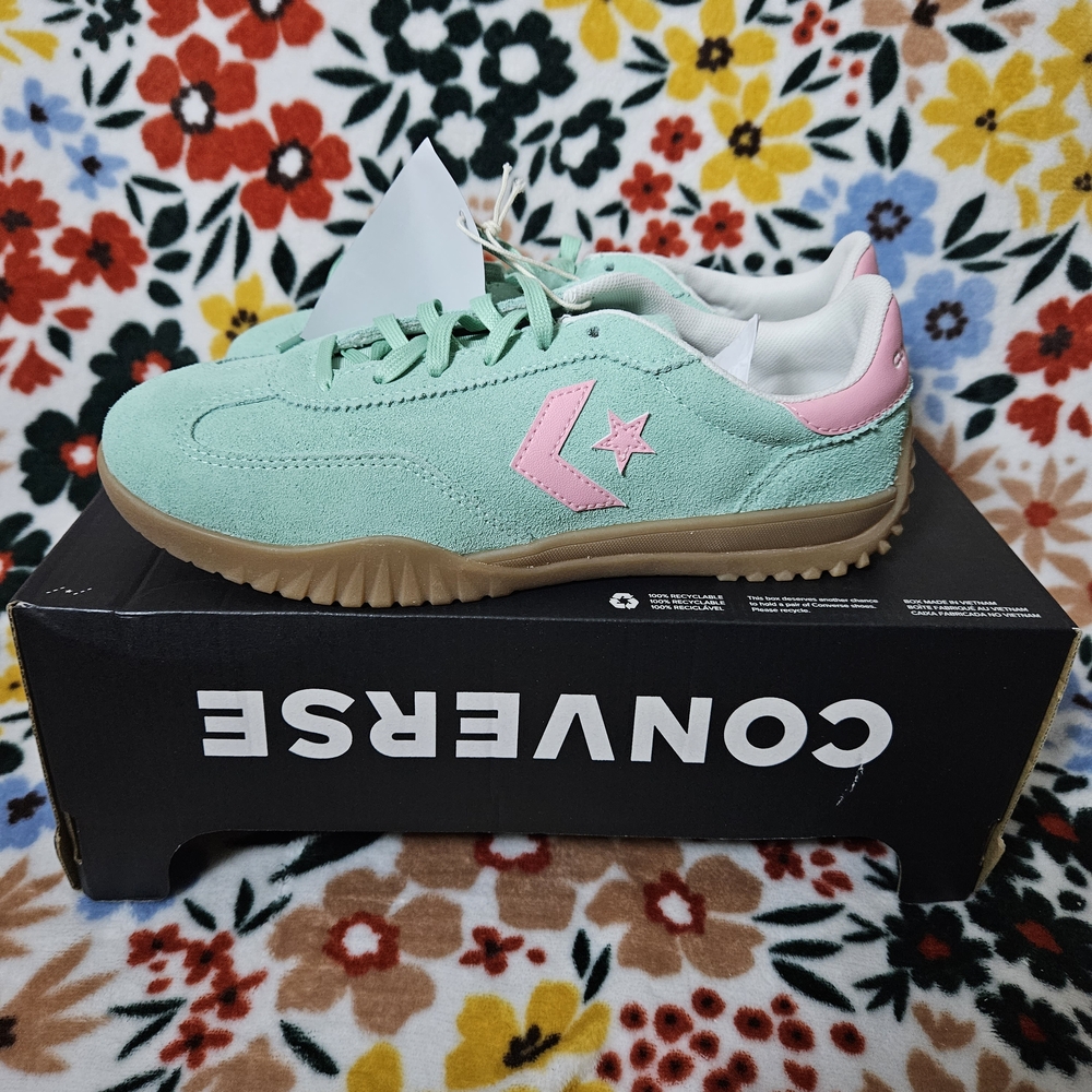 Converse Mint Green Sneakers with Pink Accents